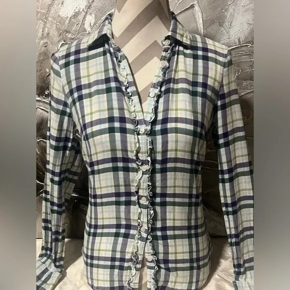Aeropostale 2010 Green & Purple Y2K Western Long Sleeve Flannel Button Up Size S - Picture 12 of 16